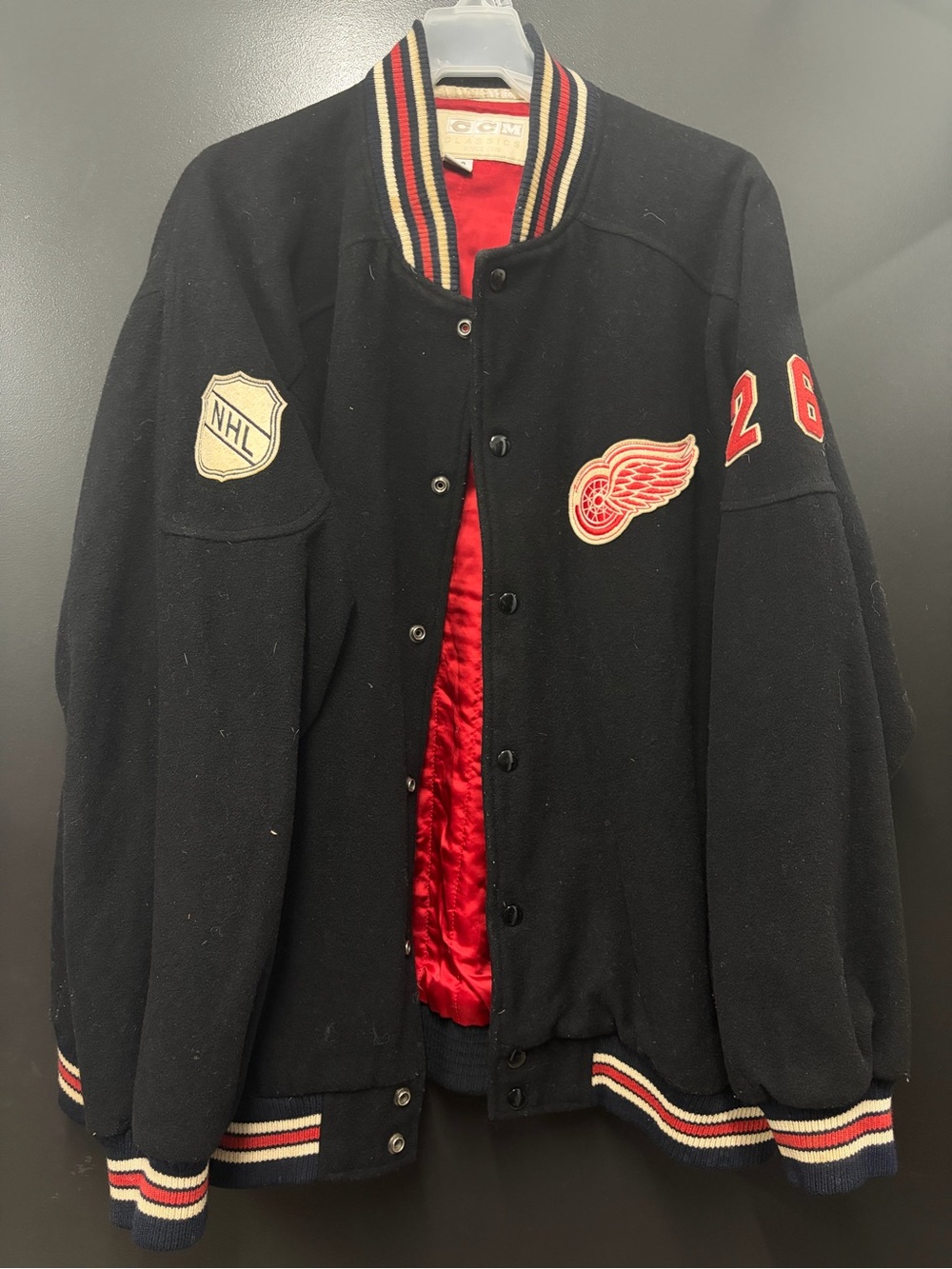 NHL Detroit Red Wings Black & Red Varsity Jacket